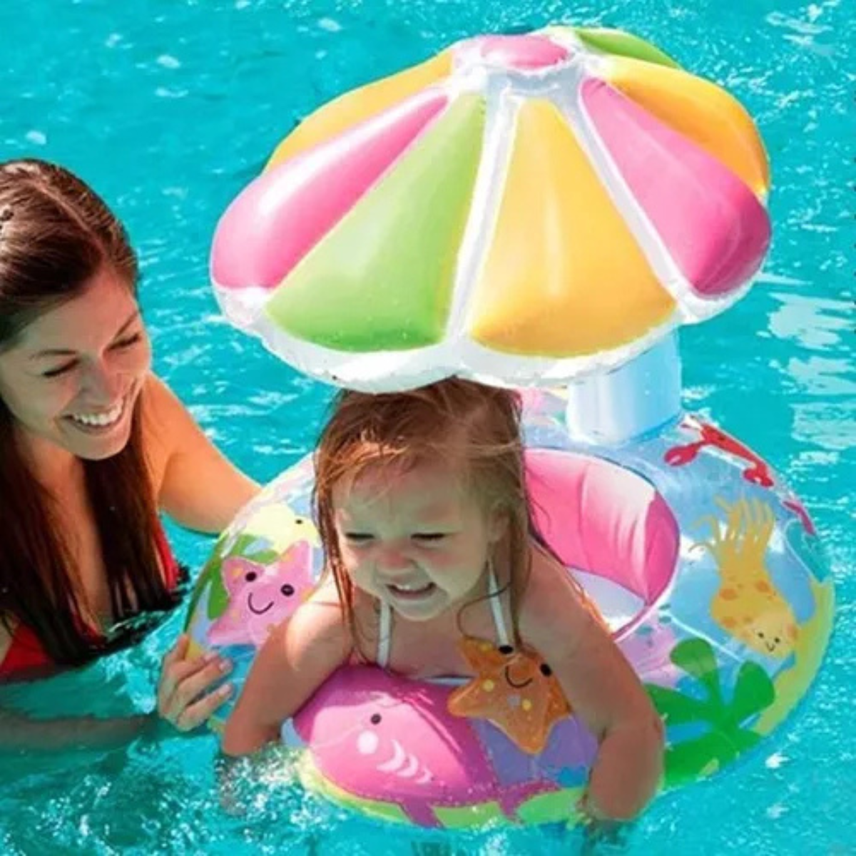 Flotador Inflable Ballena Roja con Techo