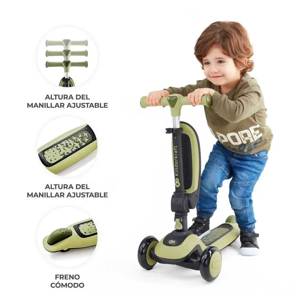 Triciclo Monopatin verde 2 en 1 Halley Kinderkraft