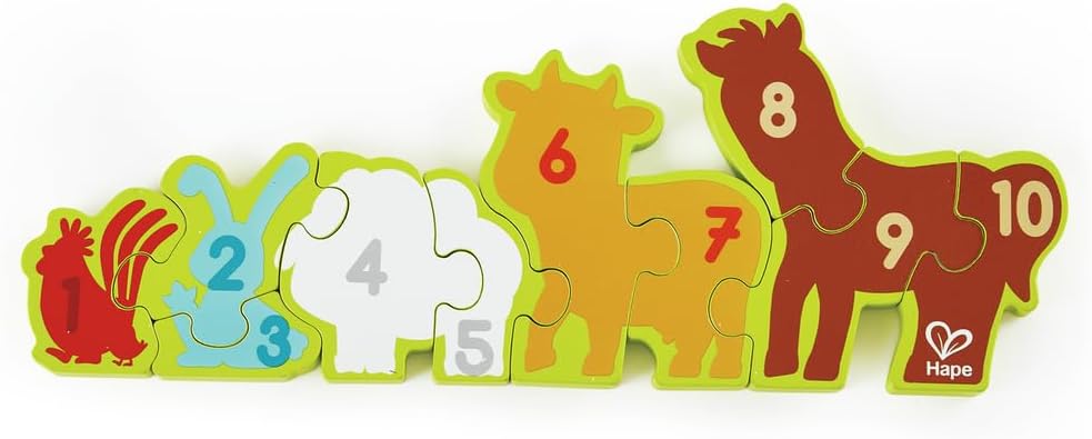 Números y animales de la granja 10 piezas