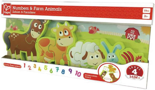 Números y animales de la granja 10 piezas